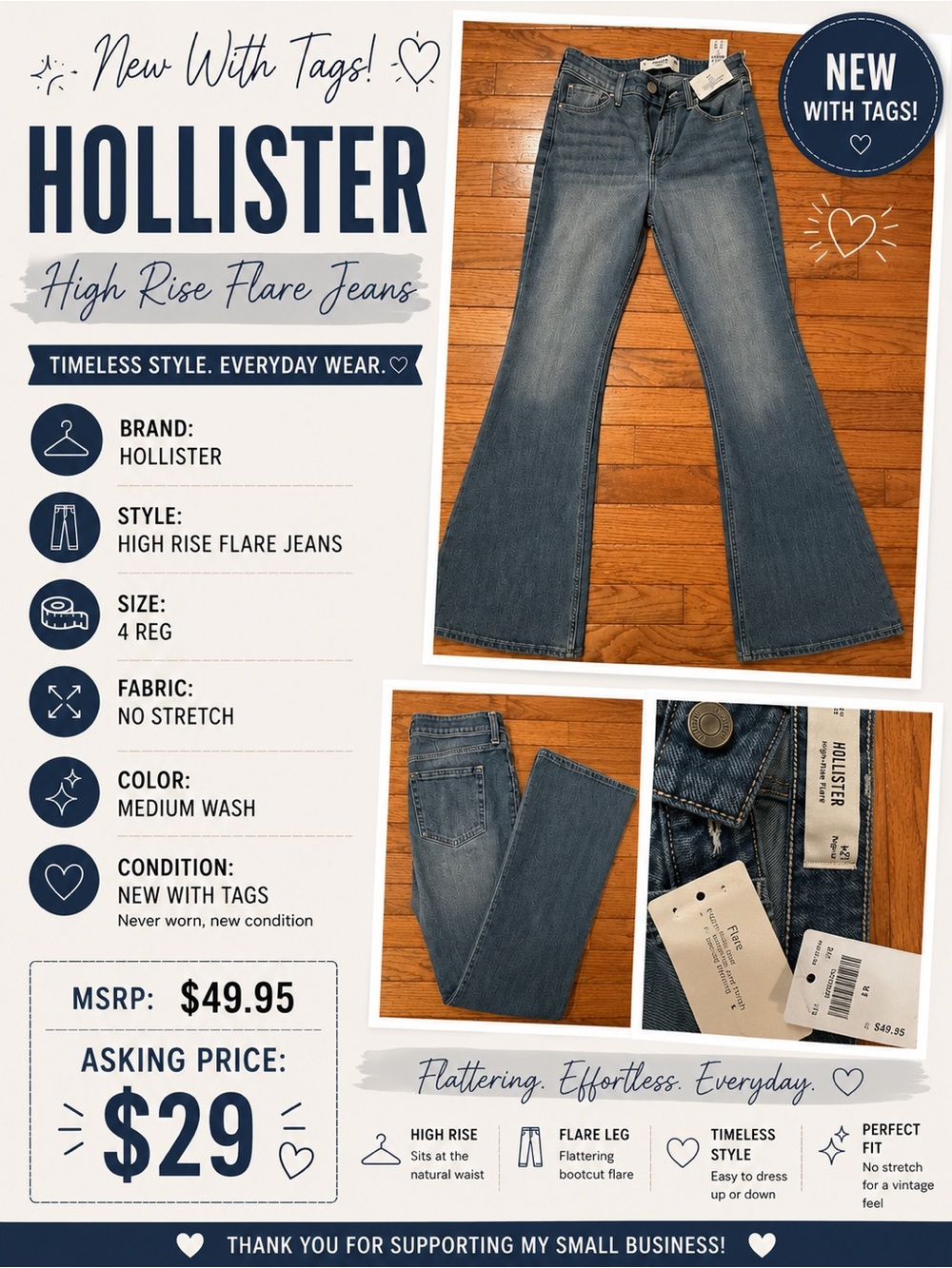 Hollister Medium Wash High-Rise Flare Jeans
